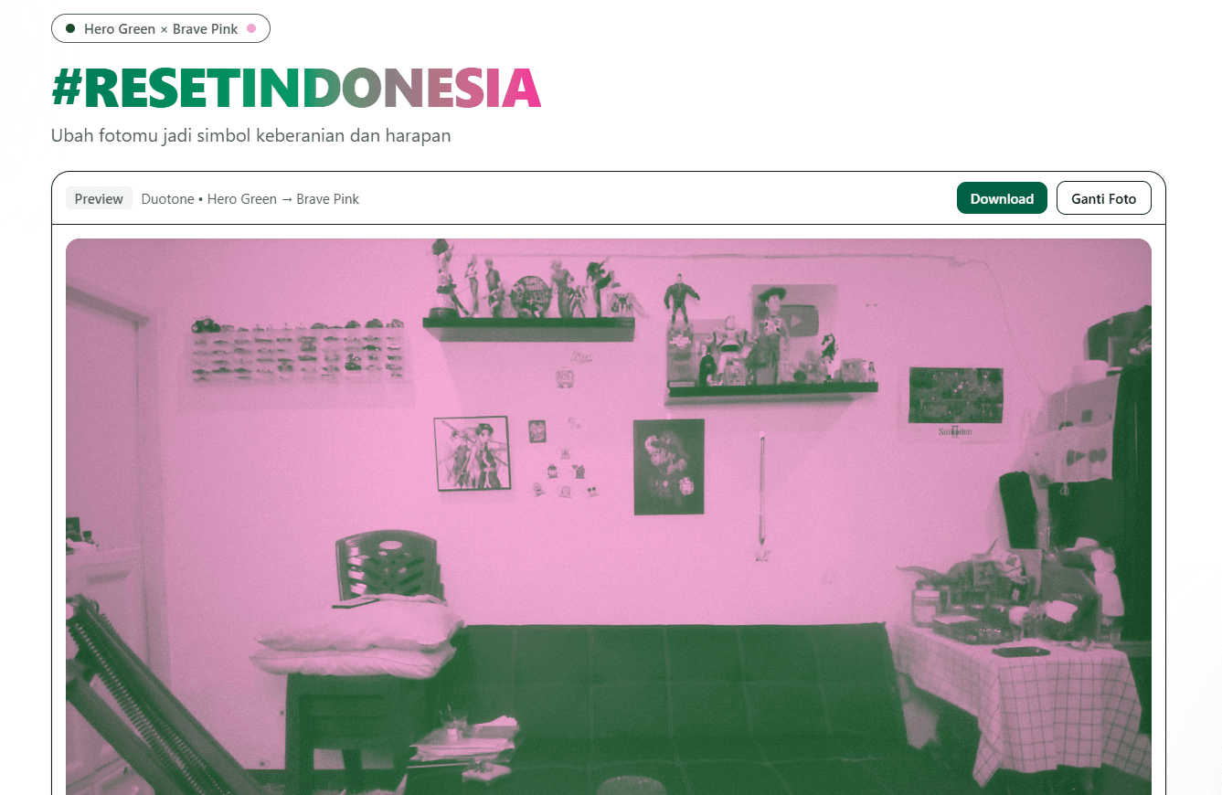 Warna Perlawanan — Brave Pink × Hero Green